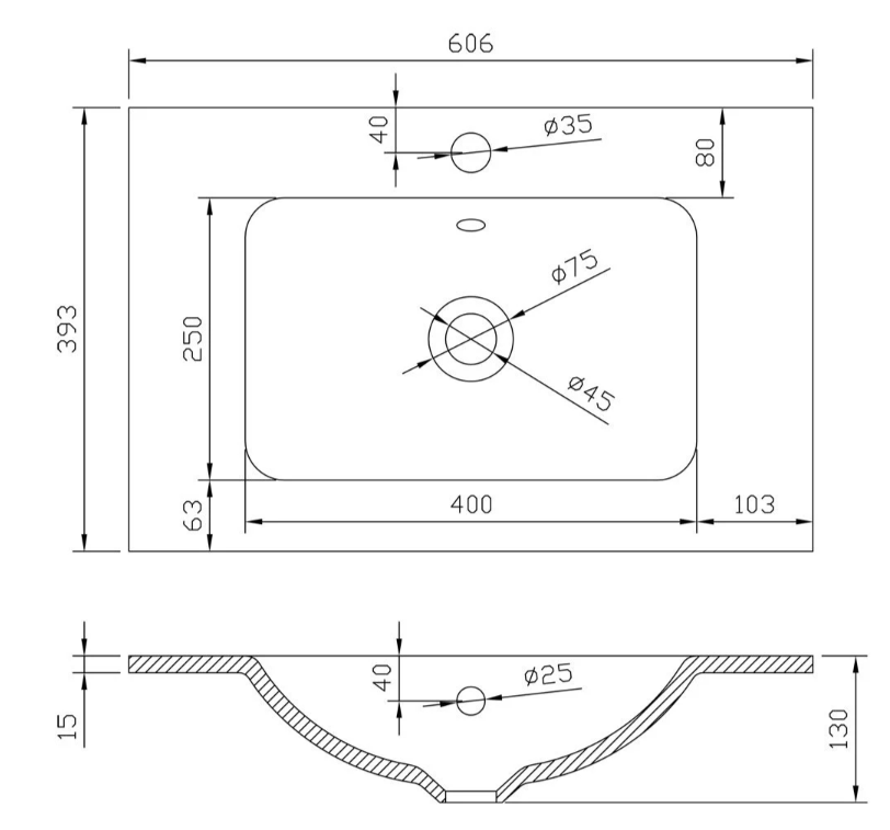 Veto 600mm Wall Mounted Vanity Unit Grey Ash With White Glass Basin