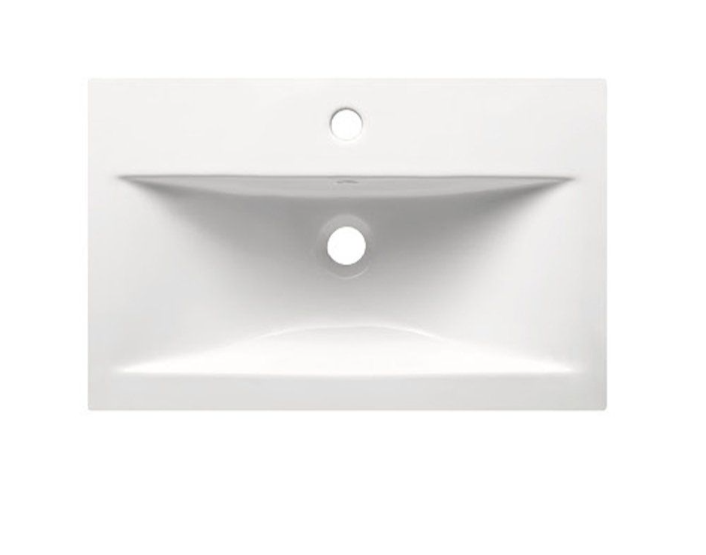 Veto 600mm Wall Mounted Vanity Unit Dark Elm With Ceramic Basin