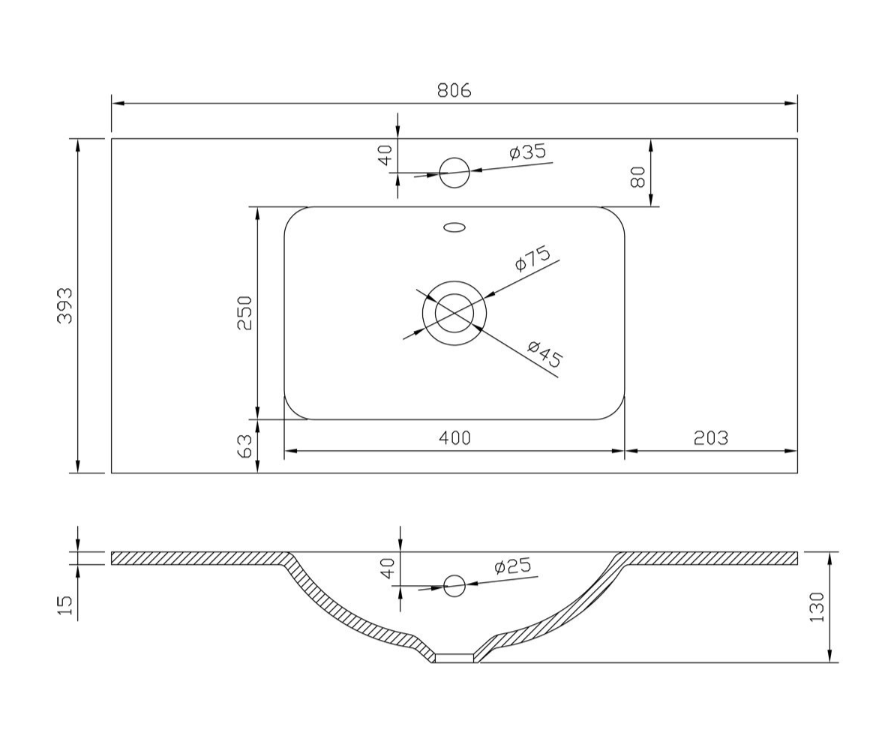 Veto 800mm Wall Mounted Vanity Unit Anthracite Grey With White Glass Basin