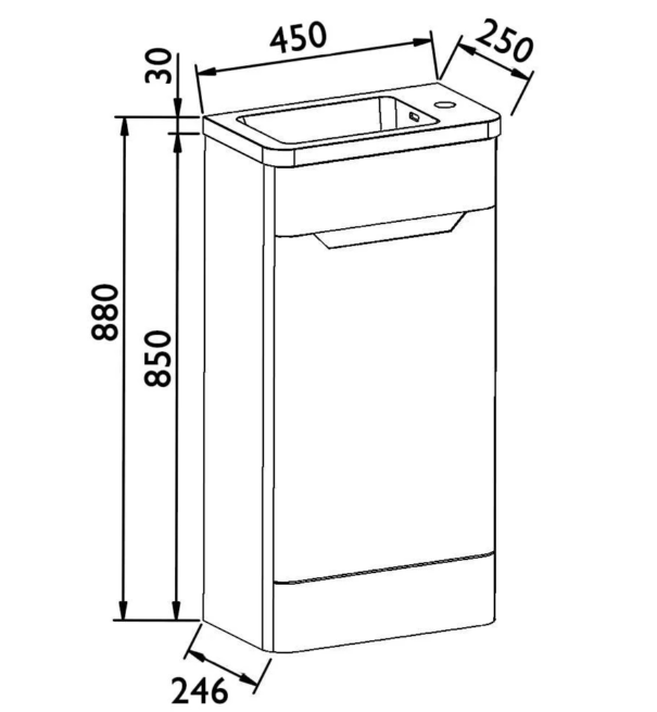 Eon 450mm Floor Standing Cloakroom Vanity Unit in Charcoal