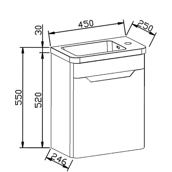 Eon 450mm Wall Hung Cloakroom Vanity Unit in Charcoal
