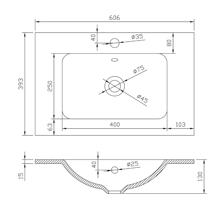 Nancy 600 Wall Mounted Vanity Unit & Grey Glass Basin in Light Grey Gloss