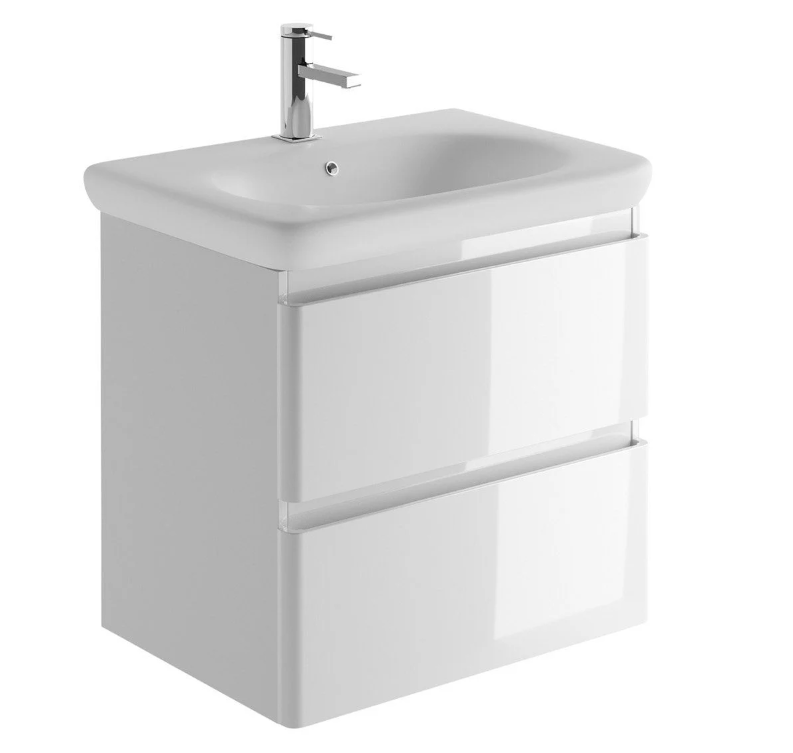 Nancy 600 Wall Mounted Vanity Unit & Link Resin Basin in White Gloss
