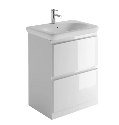 Nancy 600mm Floor Standing Vanity Unit & Link Resin Basin in Gloss White