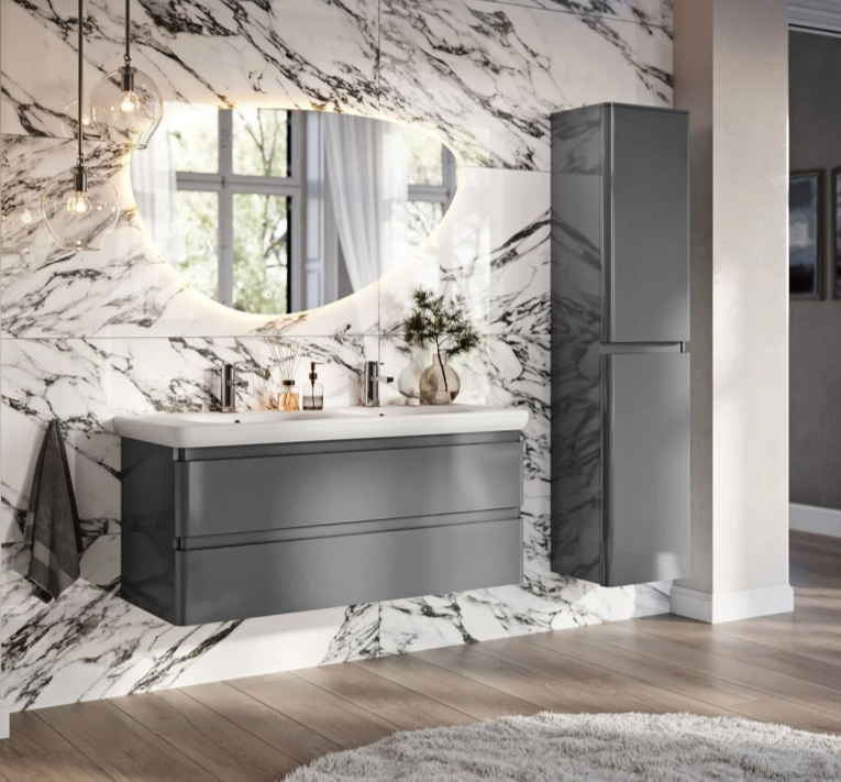 Nancy 1200mm Wall Hung Vanity Unit with Lynx Resin Basin in Titanium Grey