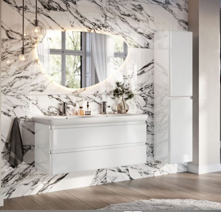 Nancy 1200mm Wall Hung Vanity Unit with Lynx Resin Basin in White Gloss