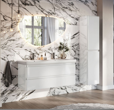 Nancy 1200mm Wall Hung Vanity Unit with Lynx Resin Basin in White Gloss