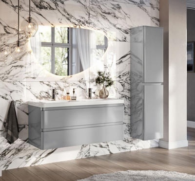 Nancy 1200mm Wall Hung Vanity Unit with Resin Basin in Light Grey Gloss