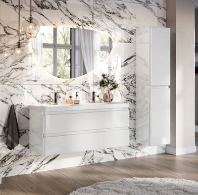 Nancy 1200mm Wall Hung Vanity Unit with Resin Basin in White Gloss