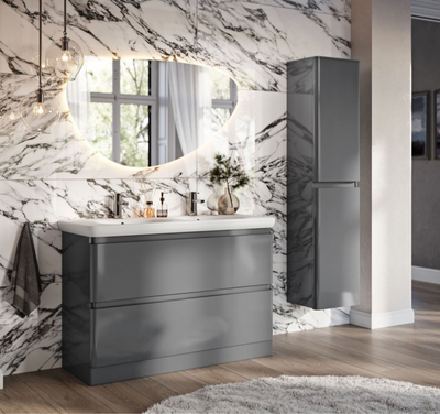 Nancy 1200mm Floor Standing Vanity Unit with Lynx Resin Basin in Titanium Grey