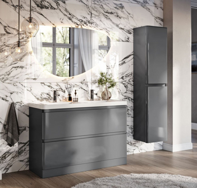 Nancy 1200mm Floor Standing Vanity Unit with Resin Basin in Titanium Grey