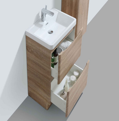 Montana 600mm Floorstanding Vanity Unit in Light Oak & Resin Basin