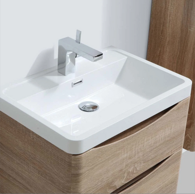 Montana 600mm Wall Hung Vanity Unit in Light Oak & Resin Basin