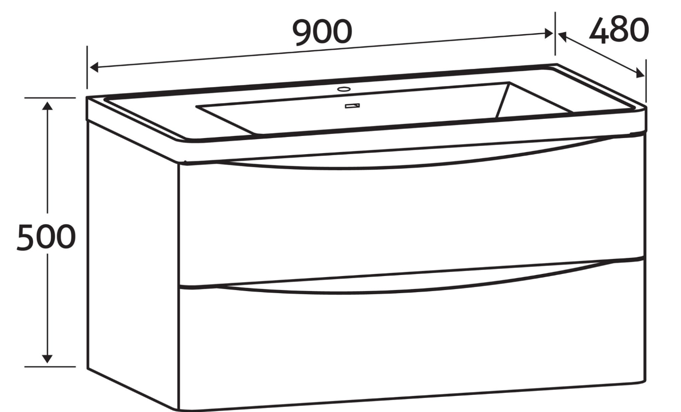 Montana 900mm Wall Hung Vanity Unit in Gloss White & Link Resin Basin