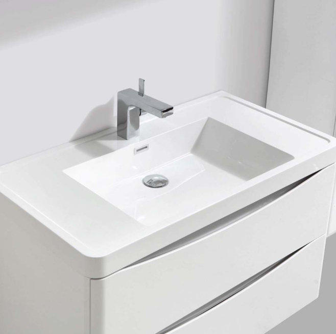 Montana 900mm Wall Hung Vanity Unit in Gloss White & Resin Basin