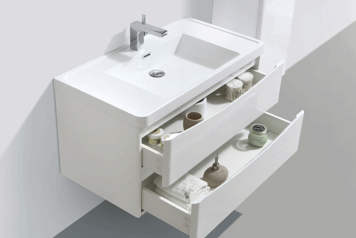 Montana 900mm Wall Hung Vanity Unit in Gloss White & Resin Basin