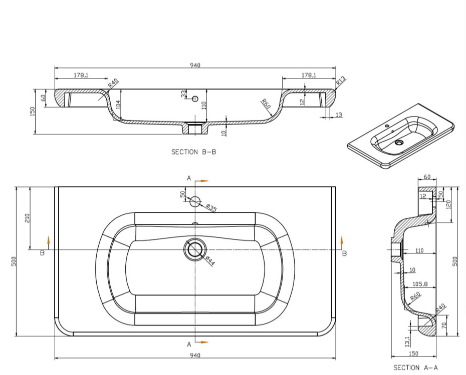 Montana 900mm Wall Hung Vanity Unit in Gloss White & Link Resin Basin