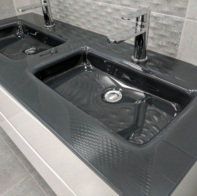 Montana 1200mm Floorstanding Vanity Unit in Gloss White & Grey Glass Basin