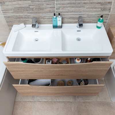 Montana 1200mm Floorstanding Vanity Unit in Light Oak & Resin Basin