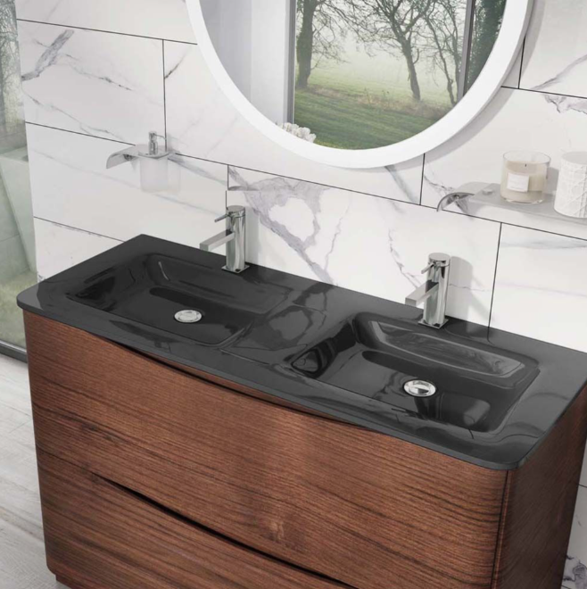 Montana 1200mm Floorstanding Vanity Unit in Rosewood & Grey Glass Basin
