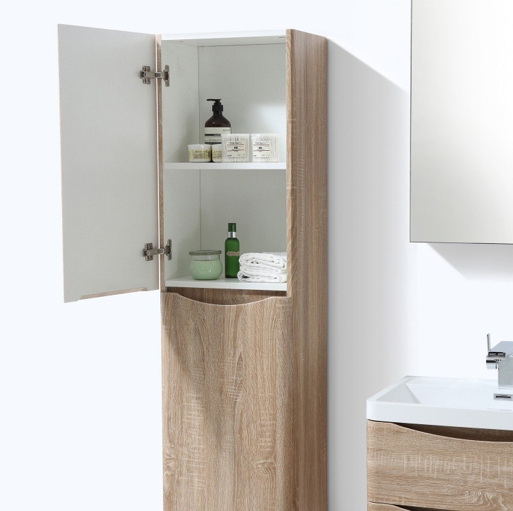 Montana Wall Mounted Tall Storage Unit Light Oak (Left Hand)