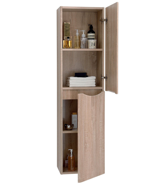 Montana Wall Mounted Tall Storage Unit Light Oak (Right Hand)