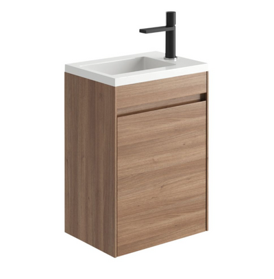 Oscar 440mm Wall Hung Cloakroom Vanity Unit with Resin Basin in Natural Oak