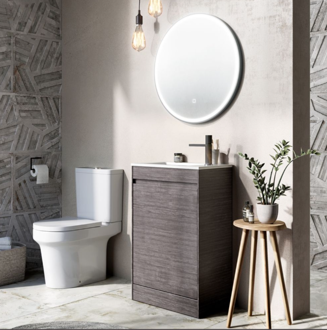 Oscar 545mm Floor Standing Cloakroom Vanity Unit with Resin Basin in Leached Oak