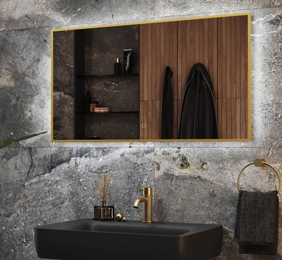 Anderson Rectangular Gold Backlit LED Mirror - 1200x550mm