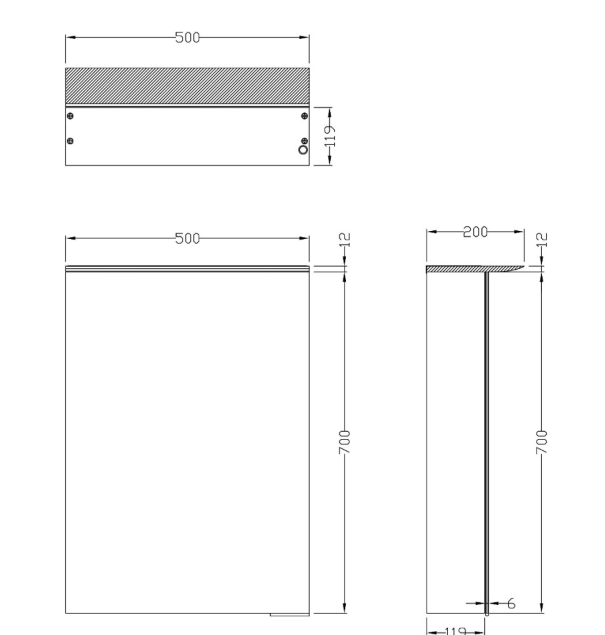 Robyn LED Single Door Wall Cabinet 500mm