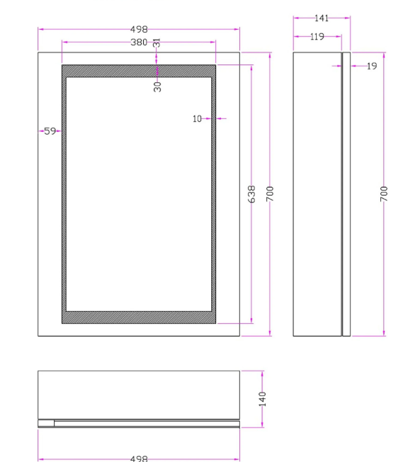 Mila LED Backlit Mirrored Cabinet 500mm