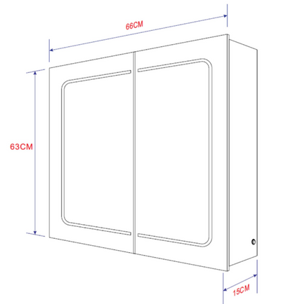 Lottie Double Door LED Mirrored Wall Cabinet 660mm