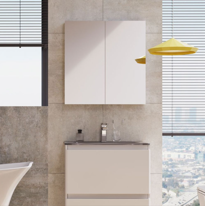 Aurora 900mm Double Door Mirrored Cabinet
