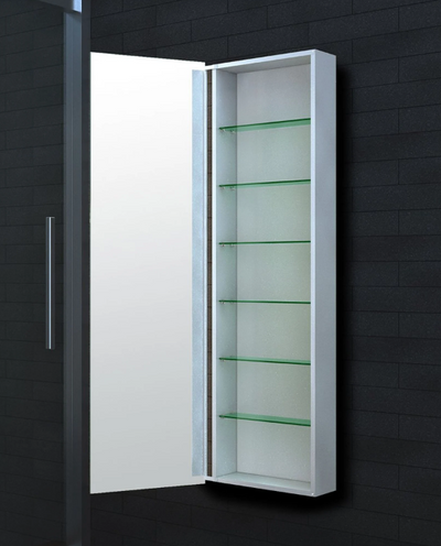 Aurora Tall Mirrored Aluminium Cabinet 420mm