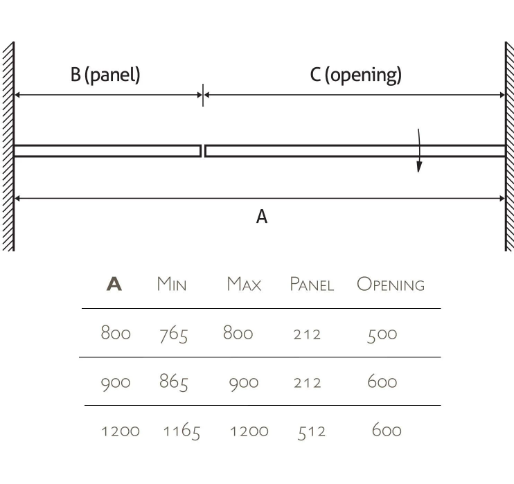 Camila 900mm Frameless Hinged Door