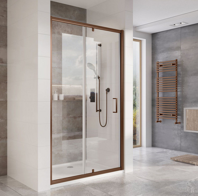Evelyn 1200mm Hinged Shower Door - Brushed Bronze N24