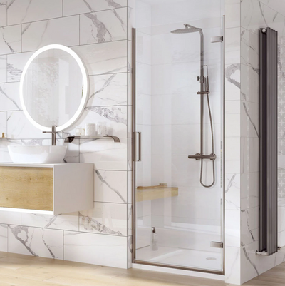 Evelyn 800mm Hinged Shower Door - Gunmetal N24