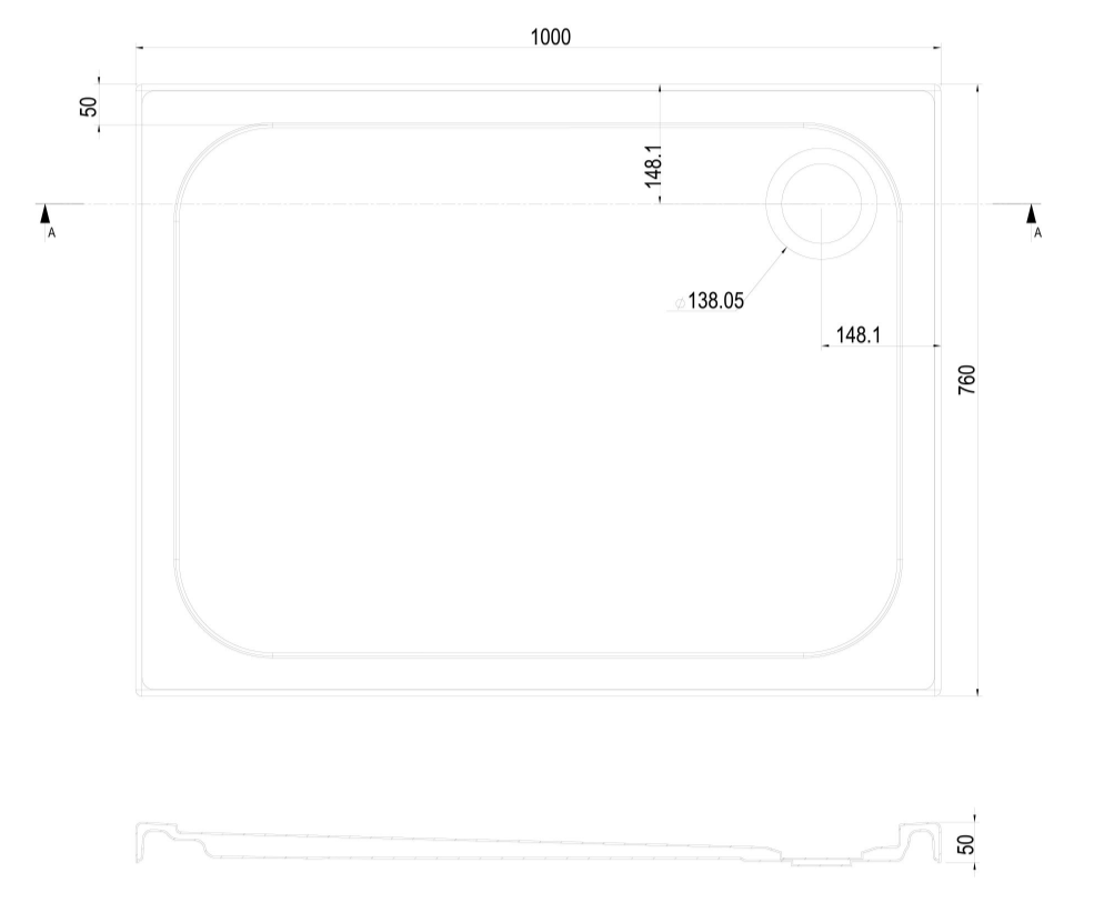 Detroit Low Profile Anti-Slip Shower Tray - 1000x760mm