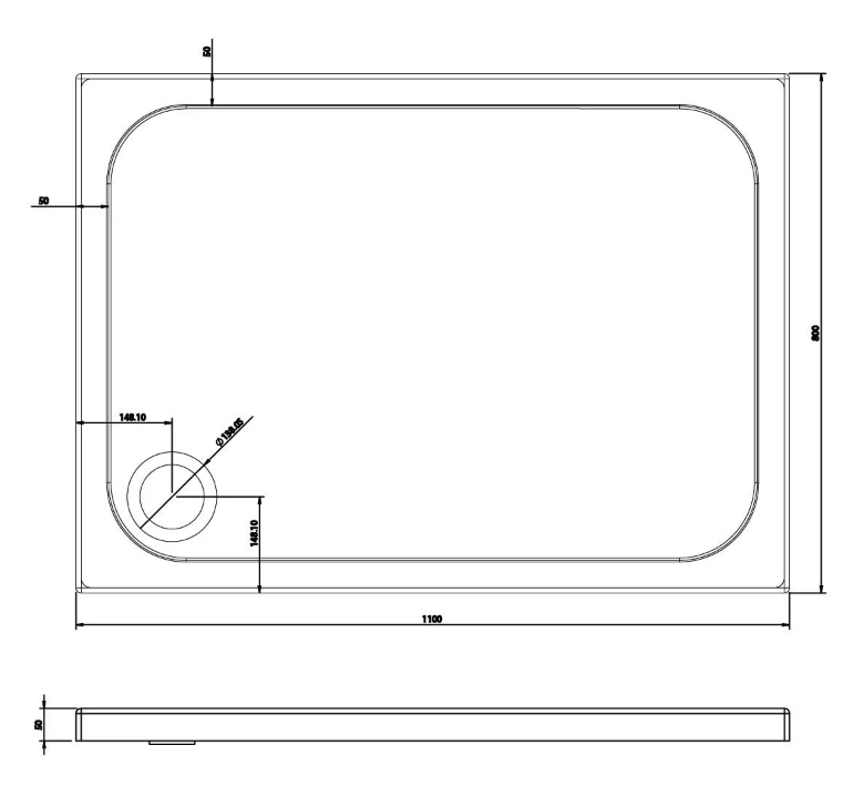 Detroit Low Profile Anti-Slip Shower Tray - 1100x800mm