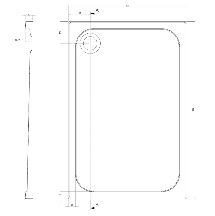 Detroit Low Profile Anti-Slip Shower Tray - 1200x800mm