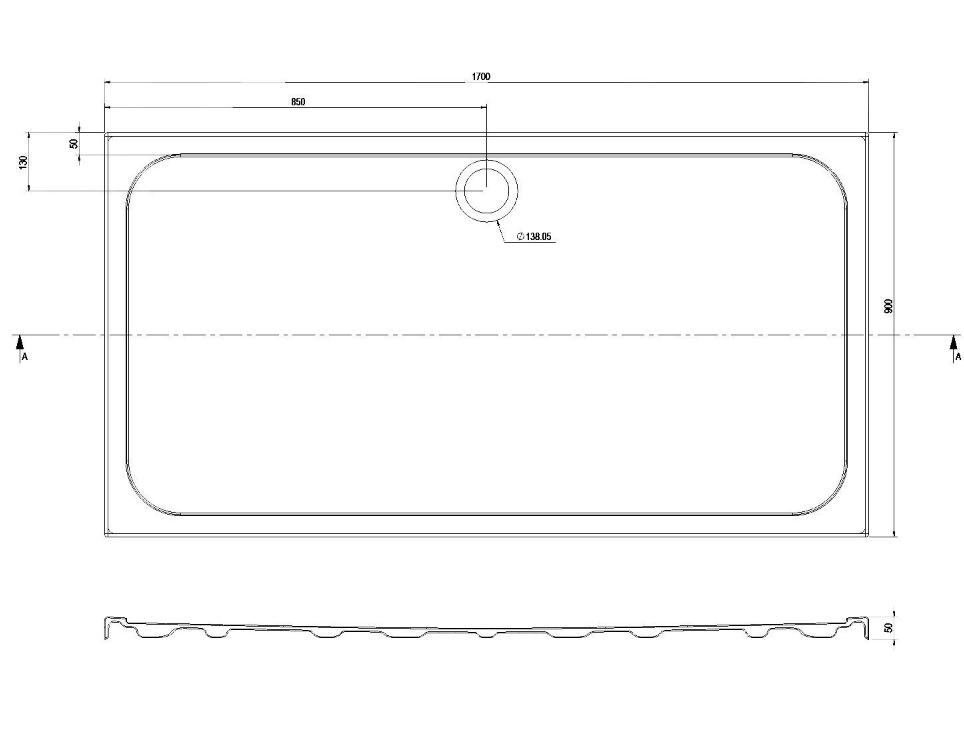 Detroit Low Profile Anti-Slip Shower Tray - 1700x900mm
