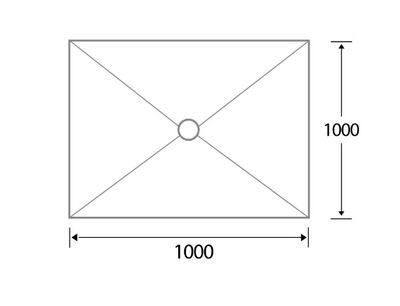 Wetroom Rectangle Shower Tray Centre Drain (1000mm x 1000mm)