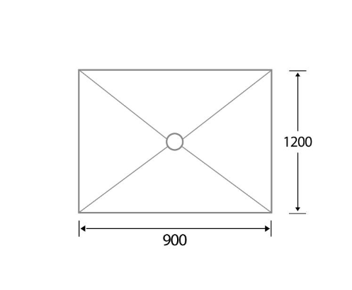 Wetroom Rectangle Shower Tray Centre Drain (1200mm x 900mm)