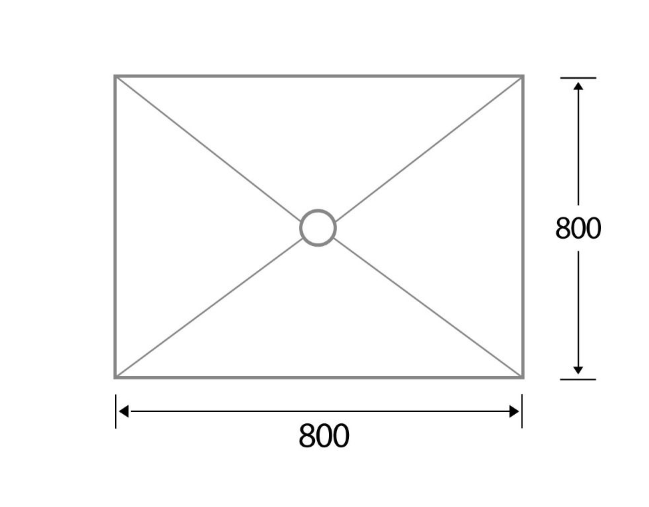 Wetroom Rectangle Shower Tray Centre Drain (800mm x 800mm)