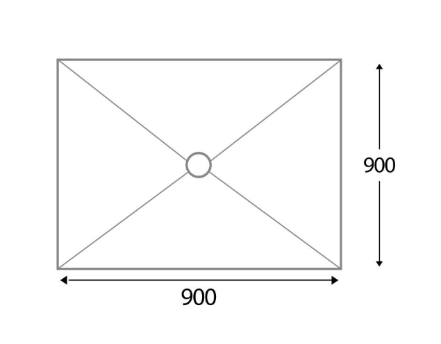 Wetroom Rectangle Shower Tray Centre Drain (900mm x 900mm)