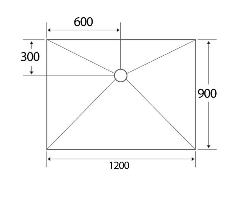 Wetroom Rectangle Shower Tray With Offset Drain (1200mm x 900mm)