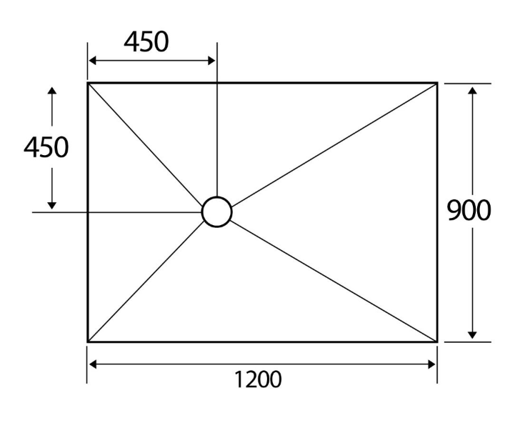 Wetroom Rectangle Shower Tray With Offset Drain (1200mm x 900mm)