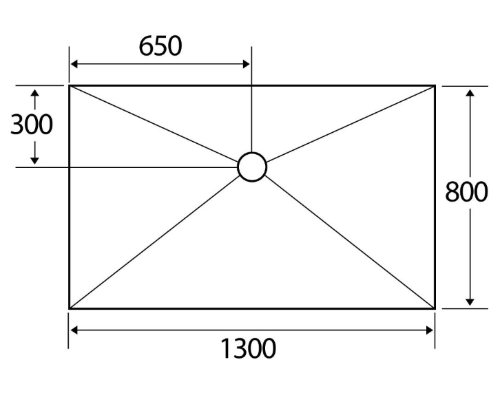 Wetroom Rectangle Shower Tray With Offset Drain (1300mm x 800mm)