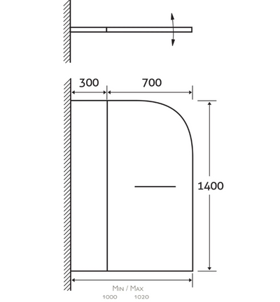 Navy Double Curved Bath Screen