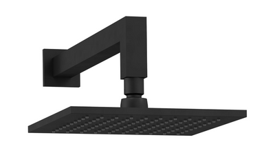 Marge Square 200mm Shower Head and Arm - Matt Black N24